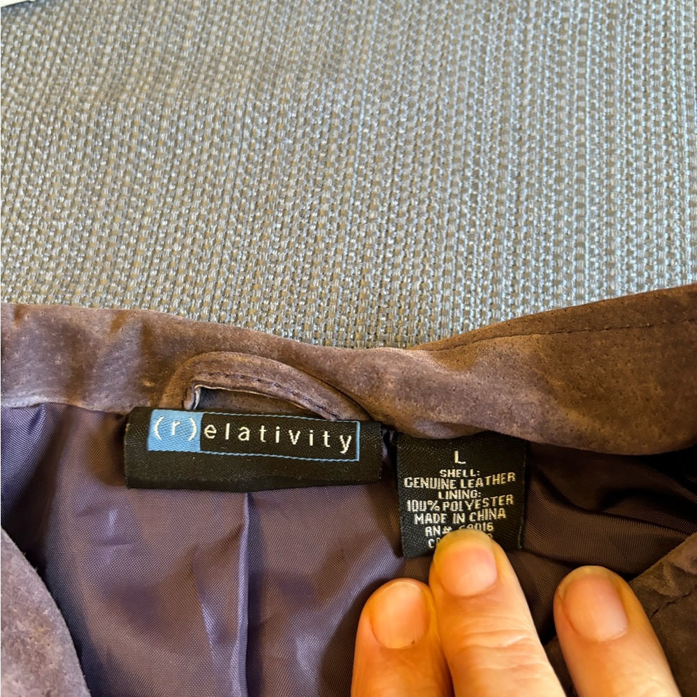 Y2K relativity Womens lavender suede jacket, large - Picture 7 of 7